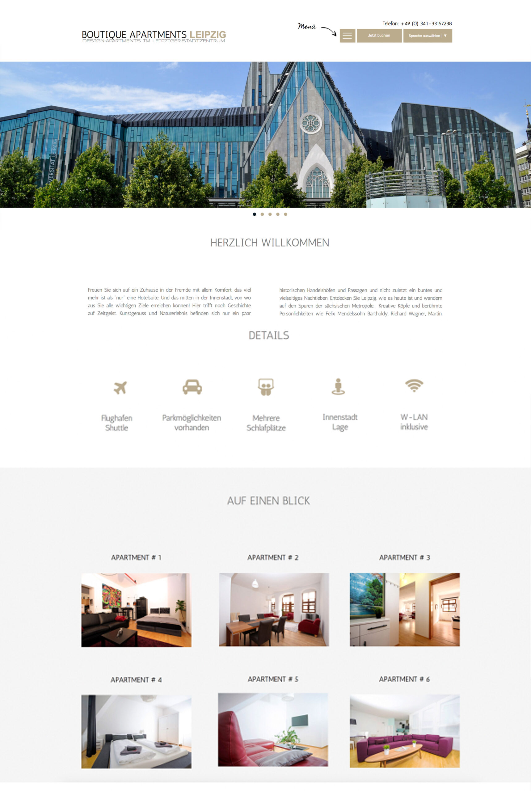 Webseite für die Vermietung von Ferienhäusern und Apartments
